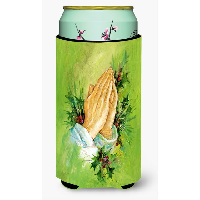 Caroline's Treasures Praying cuelga con hojas de acebo Tall Boy Koozie Hugger multicolor
