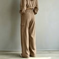 thumbnail image 2 of ByworldtasicNo Boundaries Women's Vertical Rib Knit Cargo Sweatpants, High Waist Wide Leg Casual Joggers with Side Pocket, 2 of 8