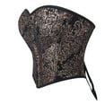 thumbnail image 5 of AUNVITO Women's Black Gold Print Bustier V Neck Strapless Boned Push Up Waist Cinching Corset Top Vintage and Stylish Style, 5 of 5