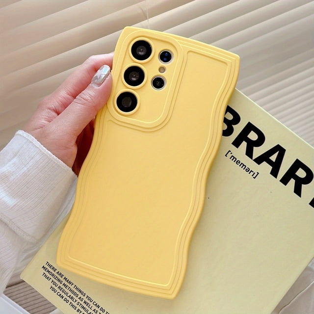 Cute Curly Wave Phone Case For Samsung Galaxy S23 S22 Ultra S21 FE S20 Plus, Wave Frame Shape Shockproof Soft TPU Shockproof Protective Bumper Case