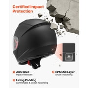 KFFKFF Full Face Motorcycle Helmet, Lightweight and Comfortable Adult Motocross Helmet with Clear Visor, Suitable for Street and Dirt Bikes - DOT Certified (M Size)