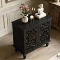 thumbnail image 4 of MDQMD 31.5"Black Storage Cabinet with Doors,2 Door Accent Cabinet with Symmetrical Floral Design,Modern Wood Buffet Sideboard Cabinets with Vintage Handle,Side Cabinets for Living Room, 4 of 9
