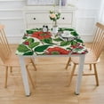 thumbnail image 3 of BANET Fitted Tablecloth Square, Red Art Flower Elastic Edge Polyester Table Clothes, Oil Resistant Washable Home Decor Tablecloths, for Indoor Outdoor Picnic Party Table Cover, Fits Square Table White, 3 of 7