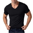 thumbnail image 2 of Agkizg Men Compressions Ice Silk T Shirts, V Neck Short Sleeve Solid Seamless Tops High Stretch Quickly Dry Athletic Tees for Gym Workout Outdoor Running Summer Undershirts, 2 of 6