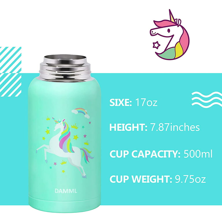 Simple Modern Kids Water Bottle with Straw Lid | Insulated Stainless Steel Reusable Tumbler for Toddlers, Girls | Summit | 14oz, Unicorn Rainbows