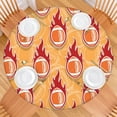 thumbnail image 2 of Orange Flaming Footballs Pattern Round Fitted Tablecloth with Elastic Edge,Dining Table Cover Waterproof,Outdoor Round Tablecloth for Camping,Dining,Indoor and Outdoor, 2 of 7