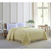 Beatrice Home Fashions Medallion Chenille Bedspread, Queen, Yellow