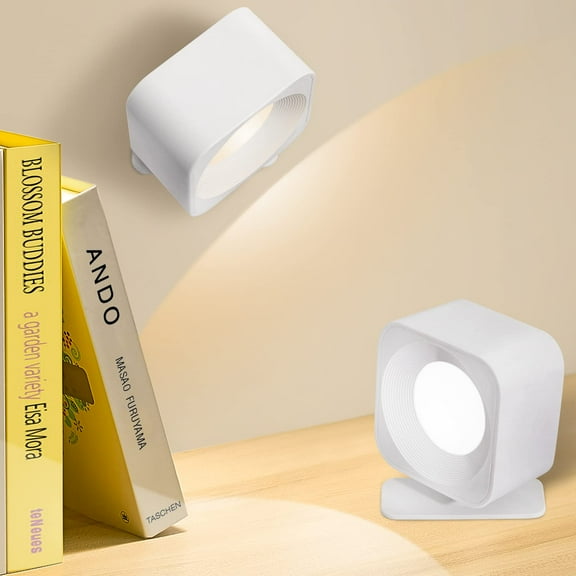 2Pcs LED Wall Mounted Lights, White Sconces Lamp 3000mAh Rechargeable Battery Operated, Magnetic 360° Rotation Cordless for Bedroom