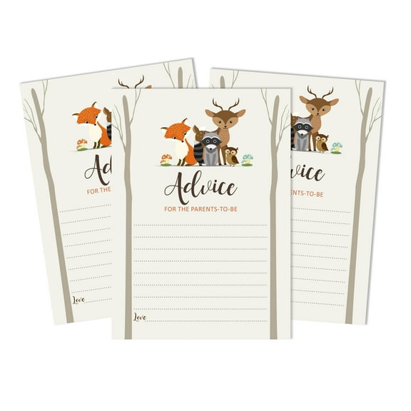 Inkdotpot 50Advice CardsFor Baby Shower Game Gender Neutral Advice For New Mom & Dad Jungle Animals Boy Or GirlParty Supplies