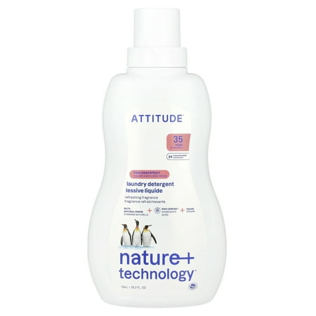 ATTITUDE Laundry Detergent, Pink Grapefruit, 35.2 fl oz (1.04 l)