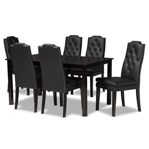 Bowery Hill Black nd Dark Brown Finished Wood 7-Piece Dining Set