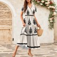 thumbnail image 4 of WTOBBY Women's Summer Casual Flowy Short Sleeve Bohemian Floral Print Maxi Dress for Beach Vacation Formal Evening Party Guest Wedding Long Dress with Lightweight Chiffon Fabric,Beige L, 4 of 5