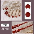 thumbnail image 1 of 24 Pcs Faux Ongles d'Orteils Rouges Brillants Scintillants, Faux Ongles Portables pour Femmes et Filles, Colle, 1 of 7