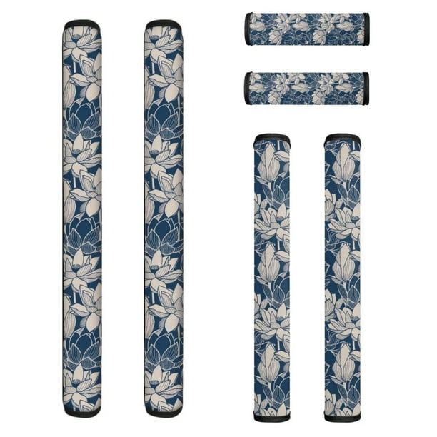 FKELYI Vintage Lotus Refrigerator Door Handle Covers,Handmade Handle