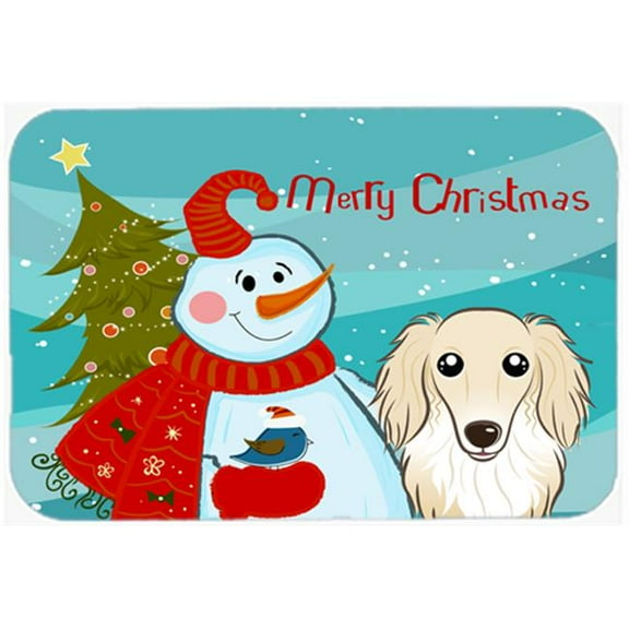 Carolines Treasures Snowman with Longhair Creme Dachshund Glass Cutting Board Large 12H x 16W multicolor