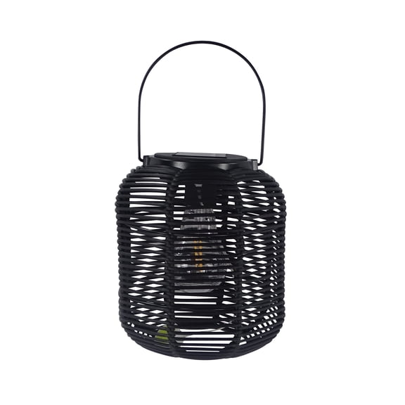 Alpine Corporation 10"H Solar Plastic Garden Lantern w/ LED Light, Black