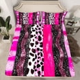 thumbnail image 2 of Castle Fairy Teens Abstract Animal Print Queen Sheet Sets,Stripes Bed Set, 2 of 7