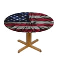 thumbnail image 3 of Orinice American Flag Star Spangled Design Round Table Cover Stain Resistant Washable for Indoor Outdoor Kitchen Dining Wedding Parties with Elastic Edge 100% Polyester Independence Day Theme 31-35, 3 of 8