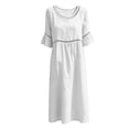 thumbnail image 6 of YuXingFu Summer Dresses for Women 2026 Maxi Crew Neck Plus Size Womens Dress 3/4 Sleeve Solid Color Long Casual Summer White S, 6 of 6