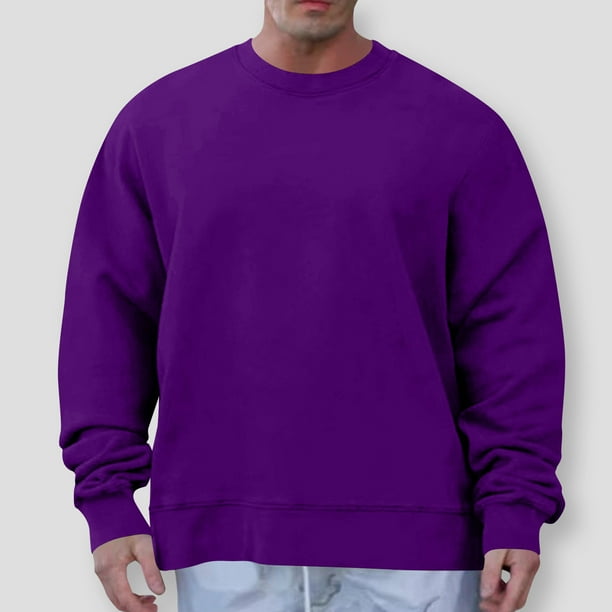 pstuiky Camisas suaves de manga larga para hombre, Blusas y camisas de cuello redondo de manga larga de color liso para hombre de moda top de hombre xs