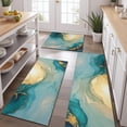 thumbnail image 2 of Blue Gold Marble Pattern Kitchen Rugs Sets Of 3,Kitchen Runner Rugs Non Skid Washable,Decorative Kitchen Floor Mats for Kitchen,Sink,Laundry,17"x30"+ 17"x47" + 17"x59", 2 of 6
