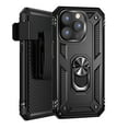 thumbnail image 2 of For Apple iPhone 14 Plus (6.7") Hybrid 3in1 Holster Combo Belt Clip Armor Rotatable Ring Stand Shock-Absorption Case Cover fit iPhone 14 Plus - Black, 2 of 8