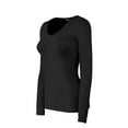 thumbnail image 2 of Bozzol+G7:G21o Women's RT1201 Basic V-Neck Long Sleeves T Shirt Black L, 2 of 3