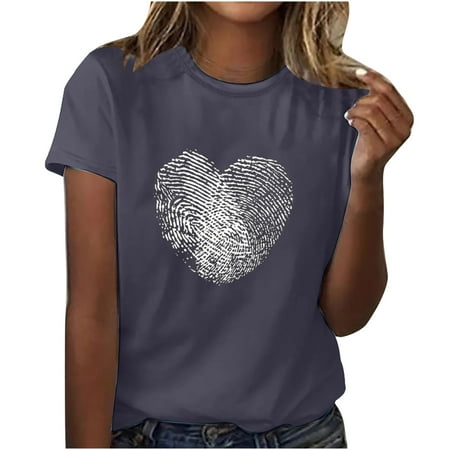 

Tank Top for Women Sexy Tops for Women Adult Trendy Short Sleeve Crew Neck Valentine s Day Printed Leisure Blouse T-Shirt Tops Shirt Tshirts Shirts for Women Shirts for Women Clearance Gray S