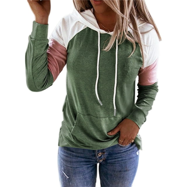 Daeful Chandail à Capuche pour Femmes, Sport, Manches Longues, Décontracté, Vert m