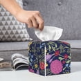 thumbnail image 6 of Lsque Floral Printed Tissue Box Cover Holder, Facial Paper Organizer Dispenser,Square with Bottom Belt, PVC Leather Decorative Organizer, 6 of 8