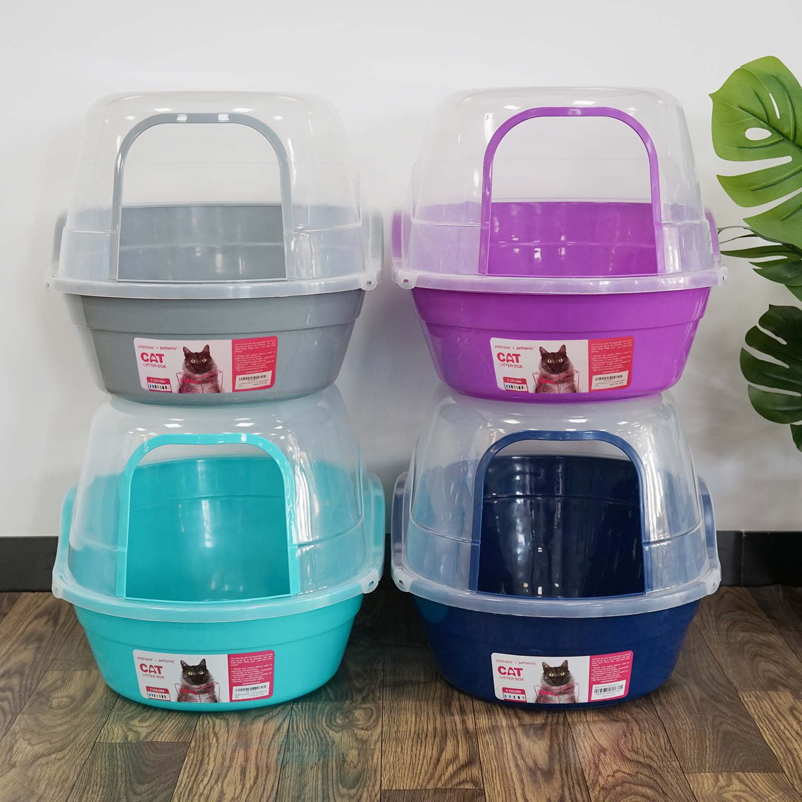 Petfamily Extra Large Cat Litter Box, Navy Blue, Jumbo Hooded, 24.8 x 20 x 16.5 in