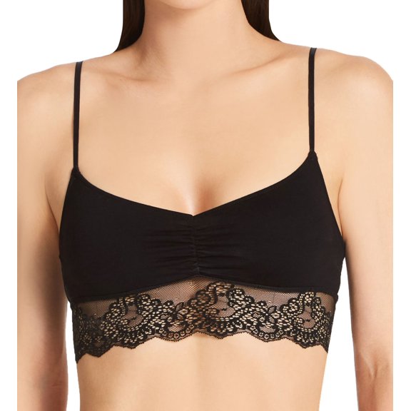 Women's Only Hearts 1940 So Fine Lace Ruched Bralette (Black L)
