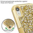 thumbnail image 4 of Kaleidio Case For Apple iPhone XR (6.1") [TUFF Krystal] Dual Layer Armor [Shockproof] Impact Hybrid Cover w/ Overbrawn Prying Tool [Gold Mini Pearls], 4 of 6