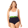 Anne Cole Plus - Belted Scoop Neck One Piece Swimsuit