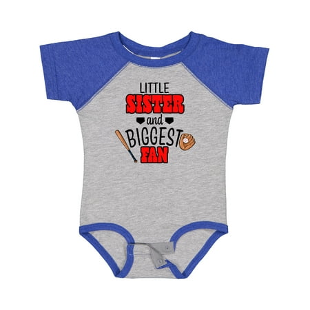 

Inktastic Little Sister and Biggest Fan Baseball Glove and Bat Gift Baby Girl Bodysuit