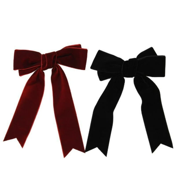 2 lazos de terciopelo rojo de 5.0 in para el pelo de niñas, pinzas para el pelo, accesorios para mujeres y niñas pequeñas
