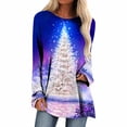 thumbnail image 1 of Camiseta holgada con estampado navideño para mujer, cuello redondo, manga larga Pompotops  FGAJ9488, 1 of 5