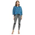 thumbnail image 6 of Women’s Crop Top Hoodie Sweatshirt Oversized Casual 3/4 Sleeve One Size Blue Cheetah, 6 of 7
