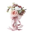thumbnail image 4 of Ramo de novia para boda, flor de mano para novia, elegante accesorio romántico para fotos, adorno Rosa oscuro, 4 of 9