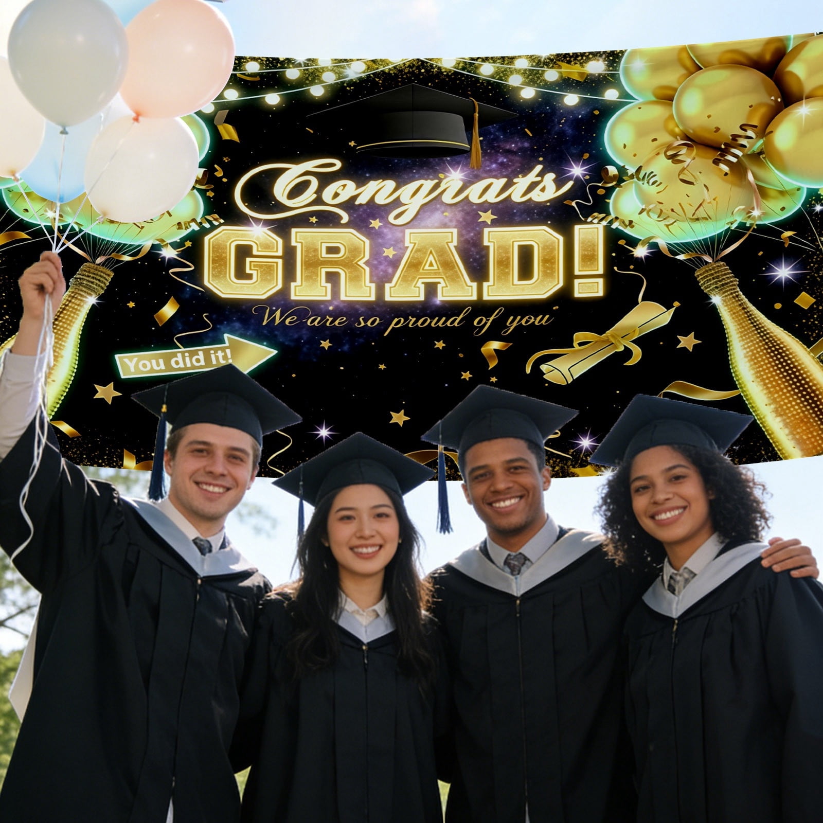 Win s Way 2026 Graduation Banner Customizable Class Of Horizontal for Outdoor Party Celebration Large Sign