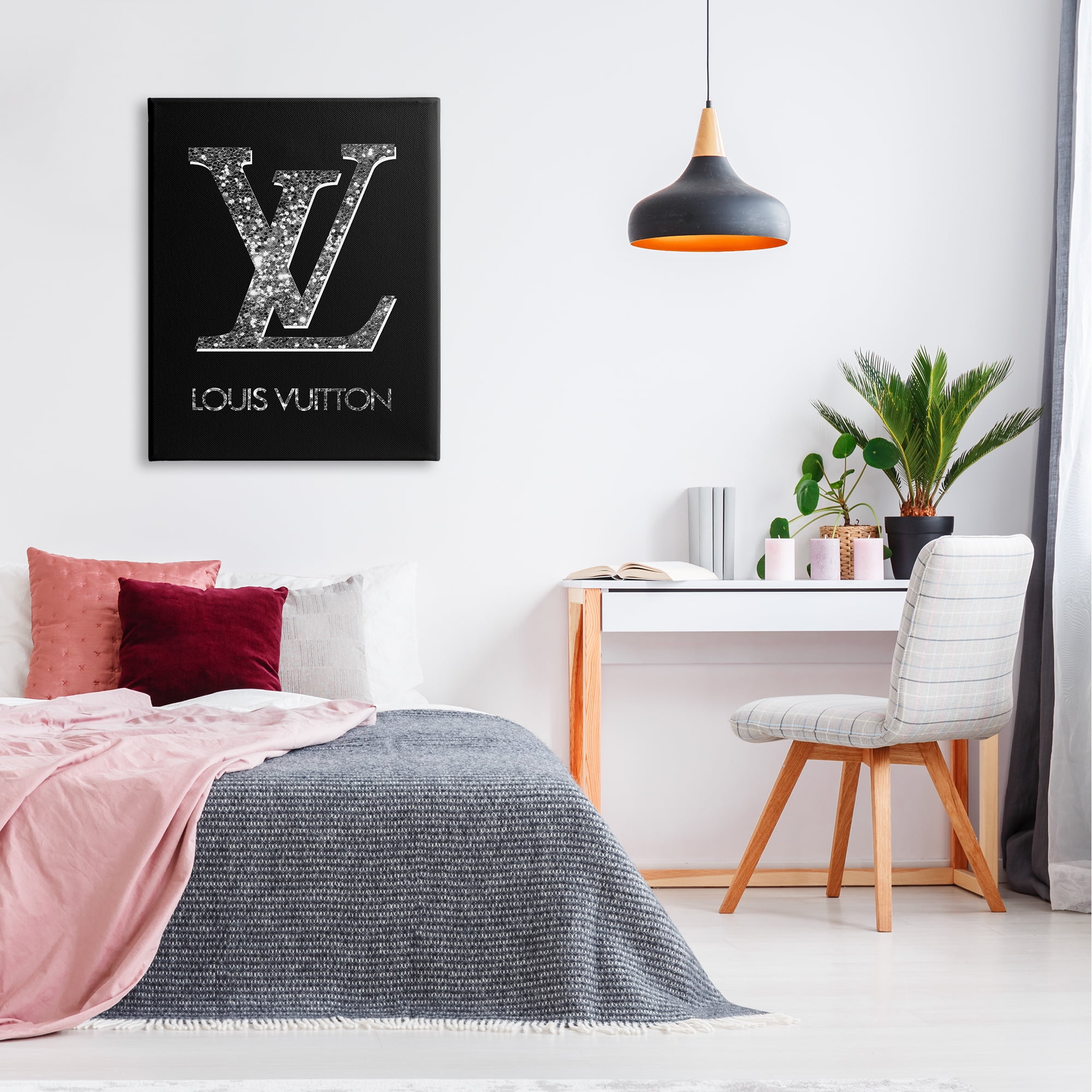 Stupell Industries Sleek Black Glam Logo Typography Painting Gallery Wrapped Canvas Print Wall Art, 30 x 40