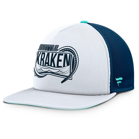 Men's Fanatics White/Deep Sea Blue Seattle Kraken Authentic Pro Hometown Rink Foam Trucker Snapback Hat