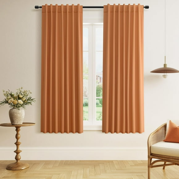 Juego de cortinas Guken Orange Blackout de 160 cm de longitud, 2 paneles