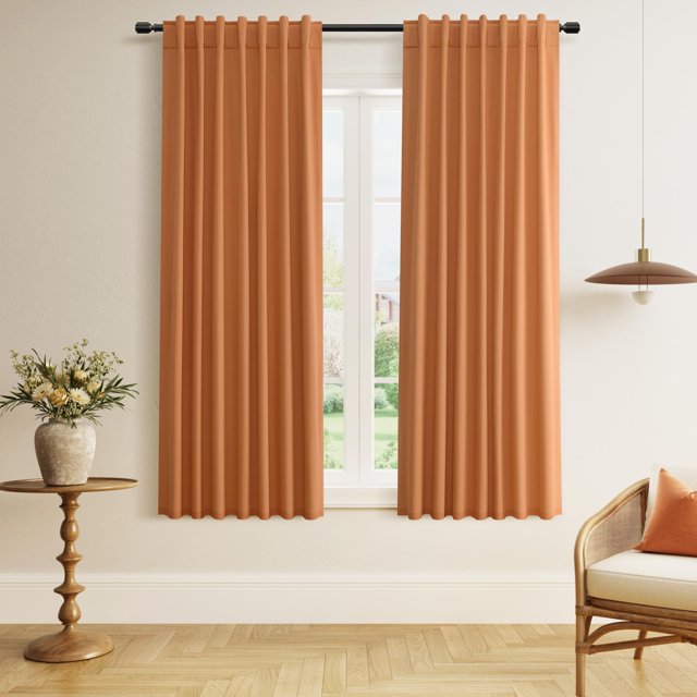 Juego de cortinas Guken Orange Blackout de 160 cm de longitud, 2 paneles