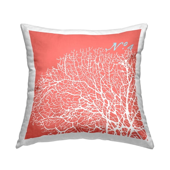 Stupell Industries Peach Detailed Aquatic Coral Printed Throw Pillow Design by George Tygert