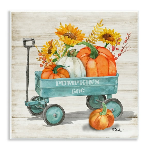 Stupell Industries Pumpkins Harvest Wagon Botanical & Floral Painting Unframed Art Prints Wall Art, 12 x 12