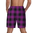 thumbnail image 4 of Goofa Purple Black Plaid Printed Men's Swim Trunks Board Shorts Quick Dry Mens Swimming Trunks with Compression Liner,Breathable Fit Hawaii Beach Shorts-Large, 4 of 9