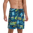 thumbnail image 2 of Gaeub Machinery Road Construction Printed Men's Short Pajama Pants, Lightweight Lounge & Sleep Bottoms Keep You Cool - Large, 2 of 9