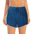 thumbnail image 4 of Lsque Deep Blue Glitter Printed Women's Running Shorts with Liner Pockets,Elastic Quick Dry Workout Athletic Gym Yoga Shorts,Womens High Waist Shorts-, 4 of 9