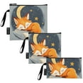 thumbnail image 2 of Haosy 3 Pack Reusable Ziploc Bags BPA Free Healthy Food Storage Bag Leakproof Sandwich Snack Freezer Bags Lovely Sleep Fox with Moon, 2 of 7